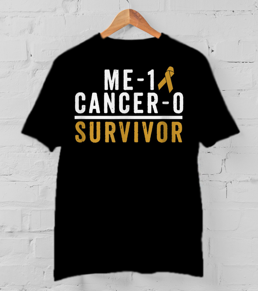 Me-1 Cancer-0 Survivor Gold Ribbon Awareness T-Shirt