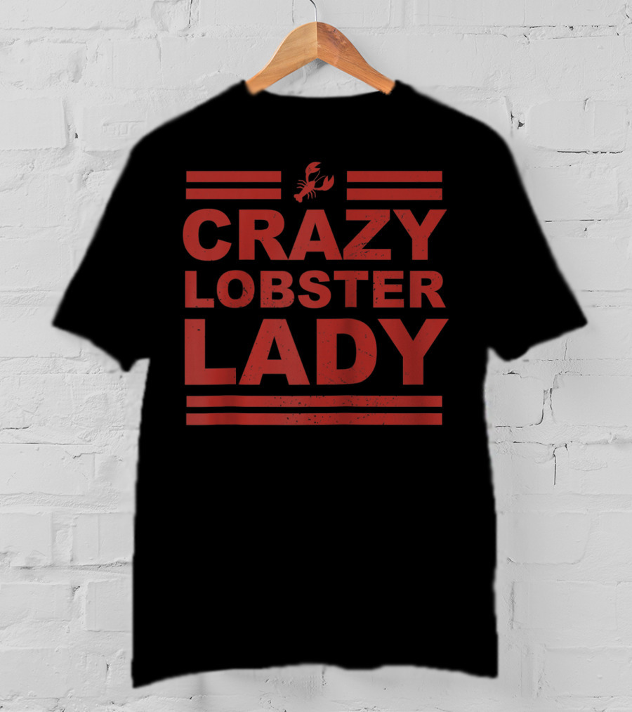CRAZY LOBSTER LADY Funny Crawfish Red Raglan Baseball T-Shirt