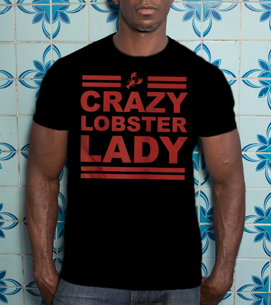 CRAZY LOBSTER LADY Funny Crawfish Red Raglan Baseball T-Shirt