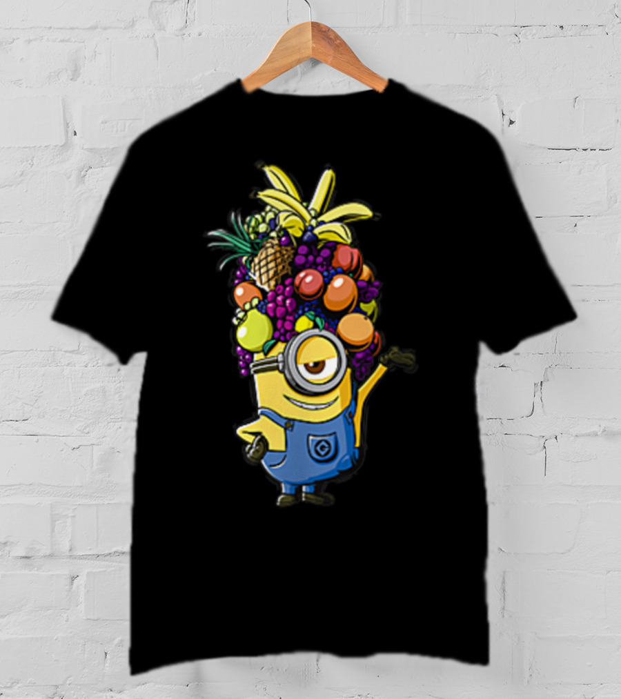 Despicable Me Minions Stuart Wearing Colorful Fruit Hat Overalls T-Shirt