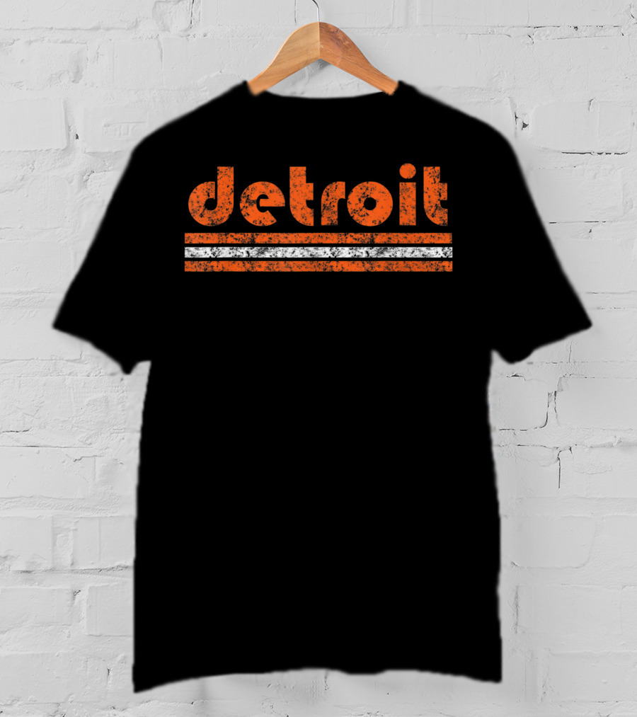 Detroit Vintage Weathered Orange Stripes T-Shirt