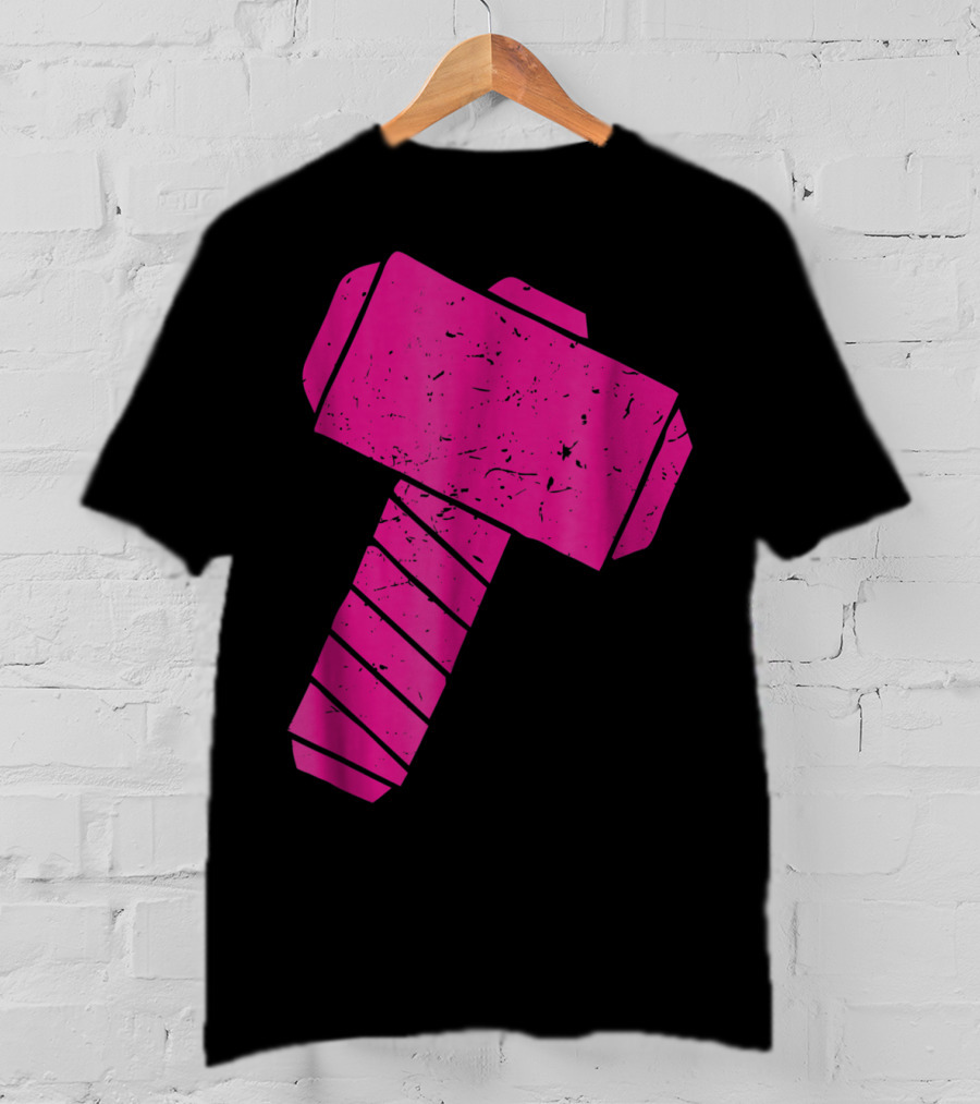 Distressed Magenta Mjolnir Thor's Hammer Odin Mythology T-Shirt