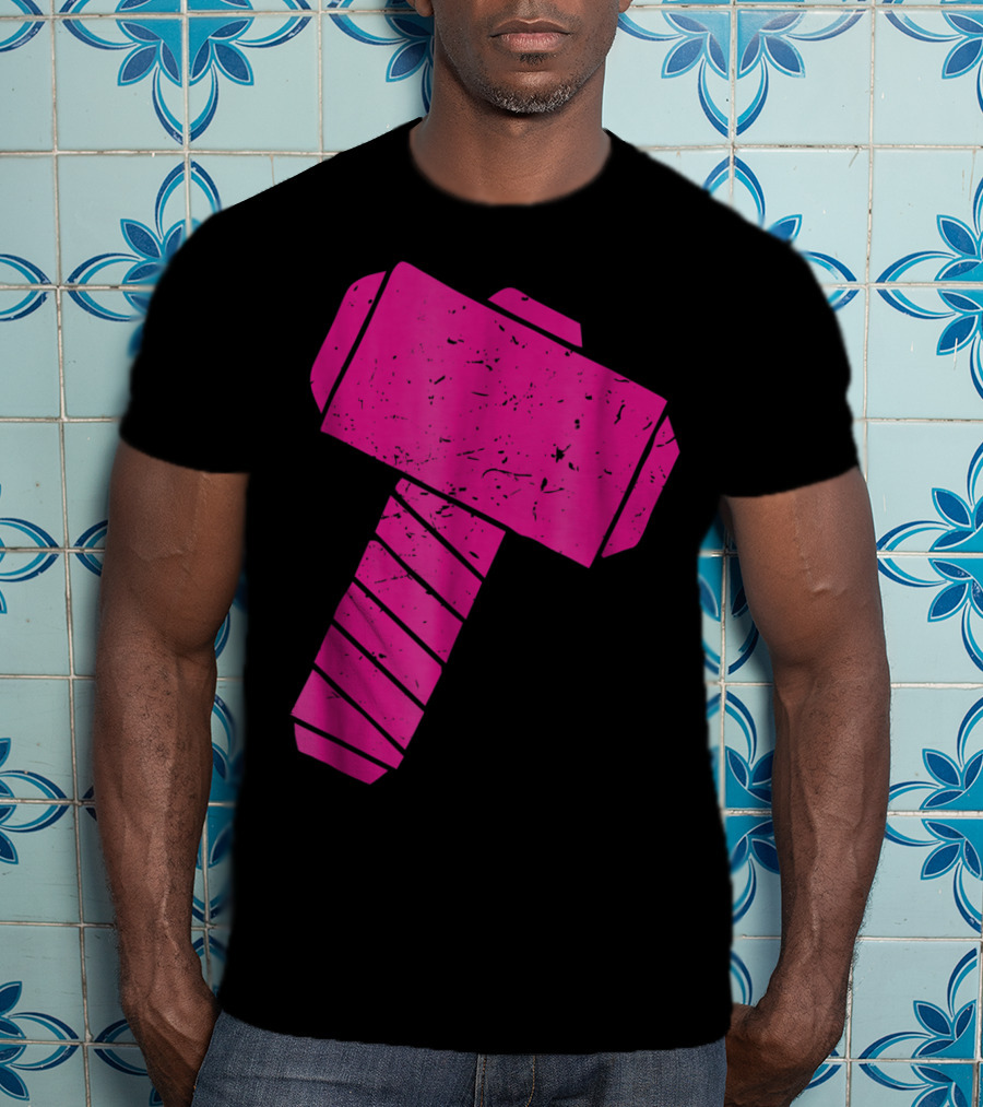 Distressed Magenta Mjolnir Thor's Hammer Odin Mythology T-Shirt