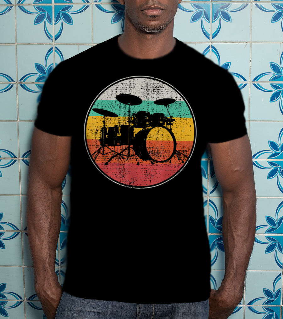 Drumset Vintage Retro Drums Drummer Band T-Shirt