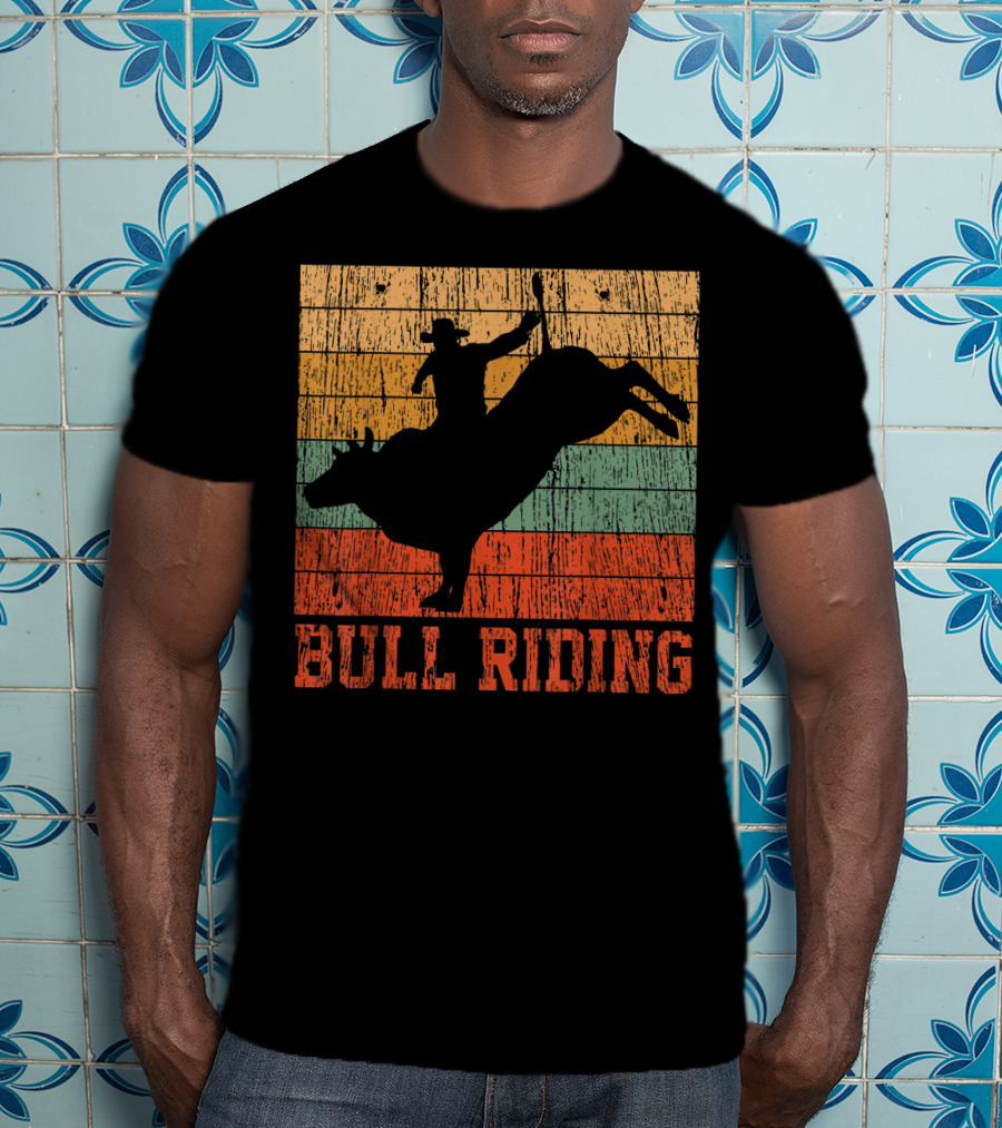 Bull Riding Vintage Rodeo Western Country Retro Cowboy T-Shirt
