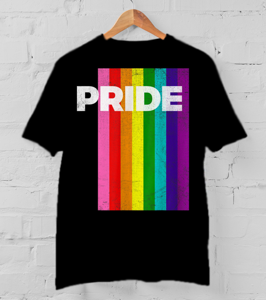 PRIDE Distressed Rainbow Stripes T-Shirt
