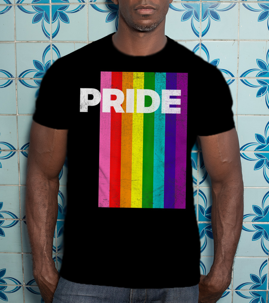 PRIDE Distressed Rainbow Stripes T-Shirt