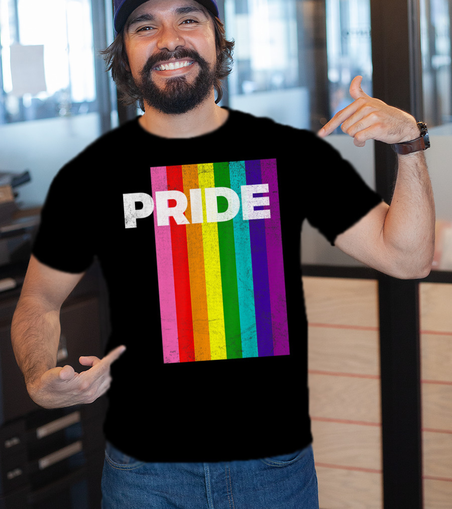 PRIDE Distressed Rainbow Stripes T-Shirt