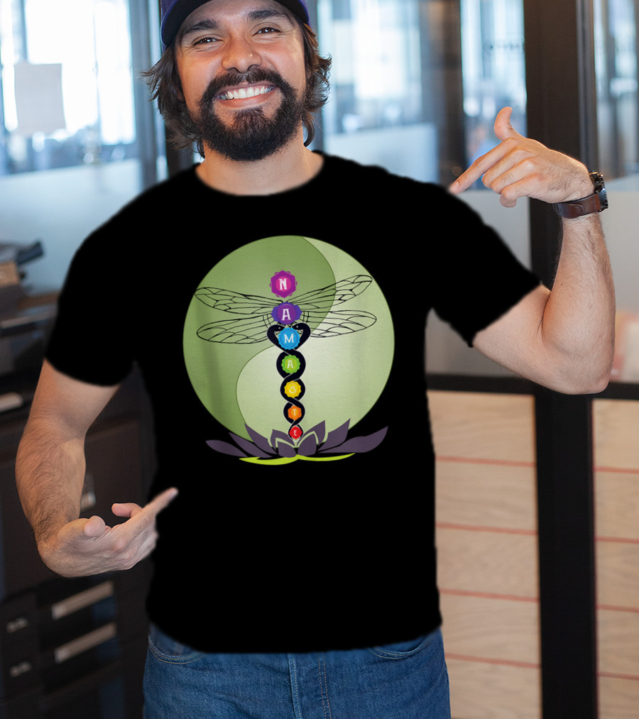 Namaste Chakra Dragonfly With Lotus And Yin Yang T-Shirt