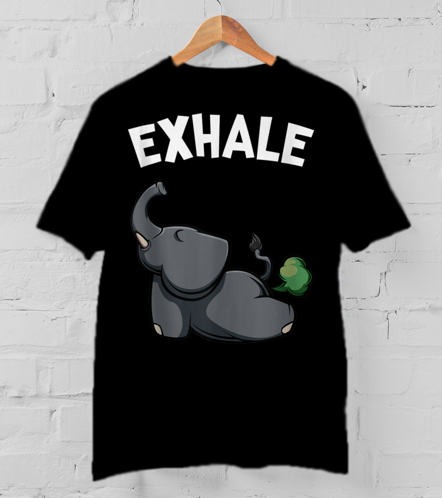 Exhale Funny Cute Farting Elephant Yoga Namaste Workout T-Shirt