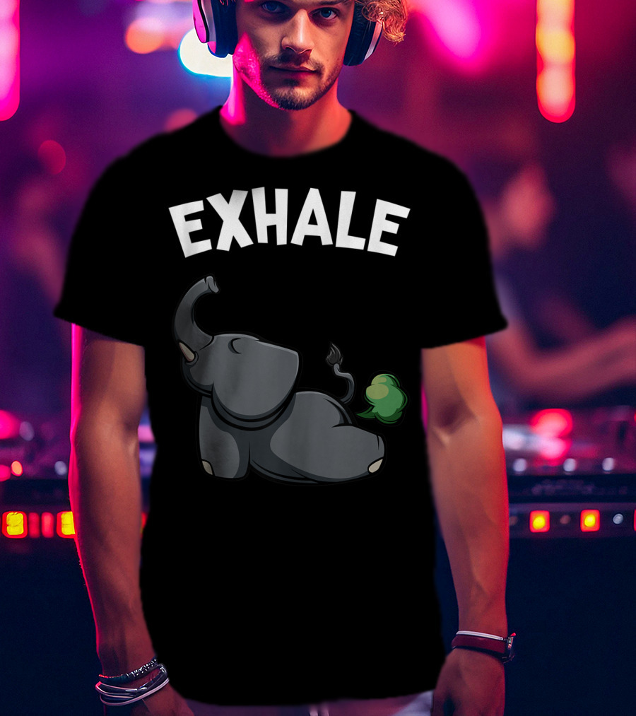 Exhale Funny Cute Farting Elephant Yoga Namaste Workout T-Shirt
