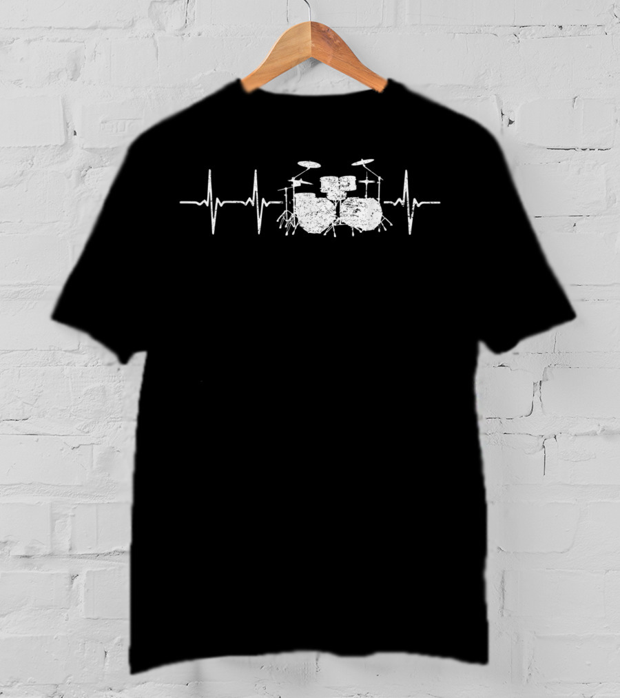 Heartbeat Drums Rock Music Lover Band T-Shirt