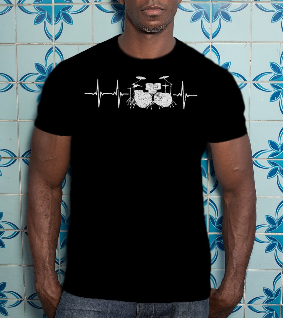 Heartbeat Drums Rock Music Lover Band T-Shirt