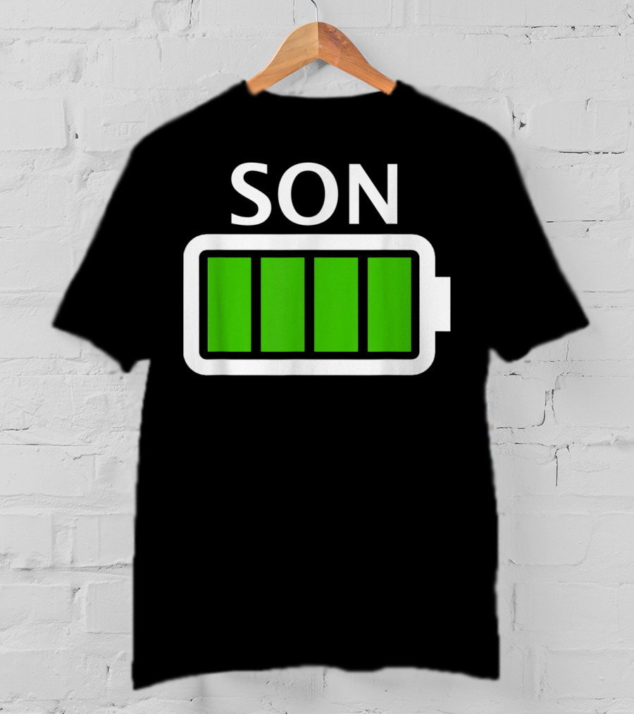 Family Matching Funny Son Fully Charged Battery T-Shirt