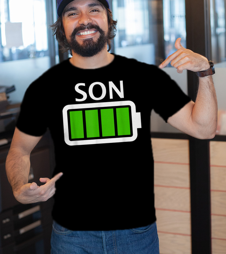 Family Matching Funny Son Fully Charged Battery T-Shirt