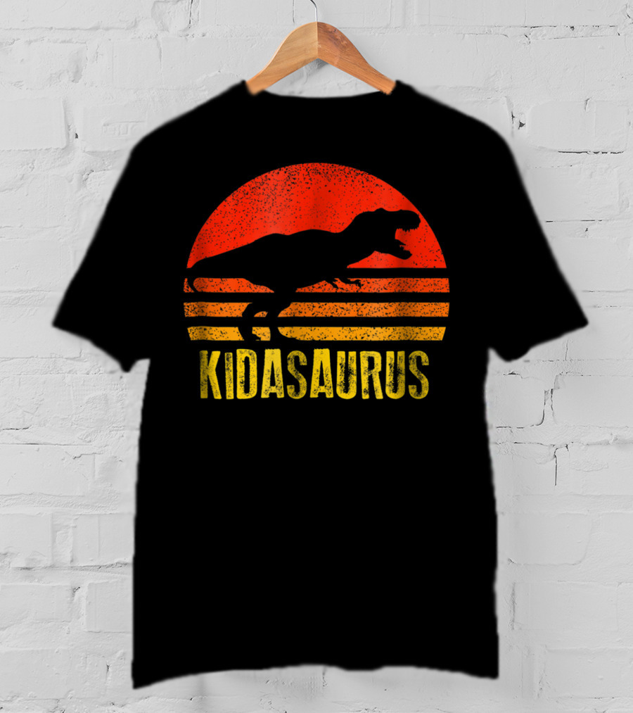Kidasaurus Dinosaur Silhouette Vintage Sunset T-Shirt