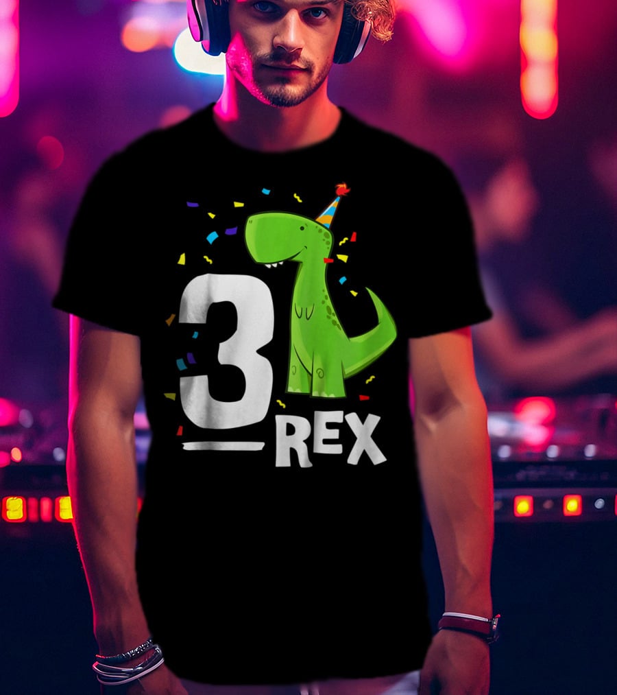 3 Rex Kids Threerex Birthday Party Dinosaur T-Shirt