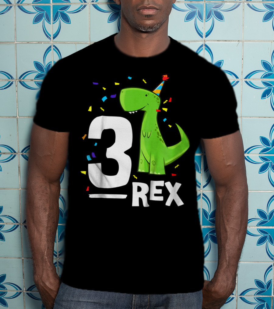 3 Rex Kids Threerex Birthday Party Dinosaur T-Shirt