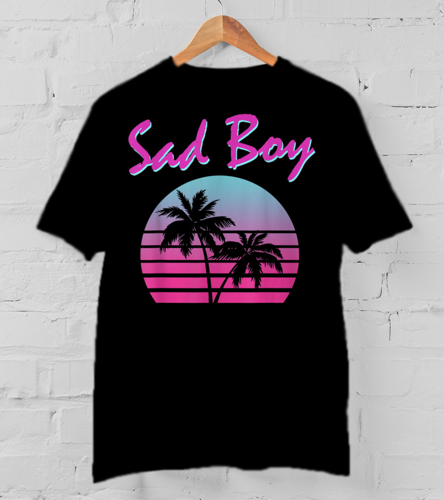 Sad Boy Aesthetic Vaporwave 90s 80s Palm Trees Sunset T-Shirt