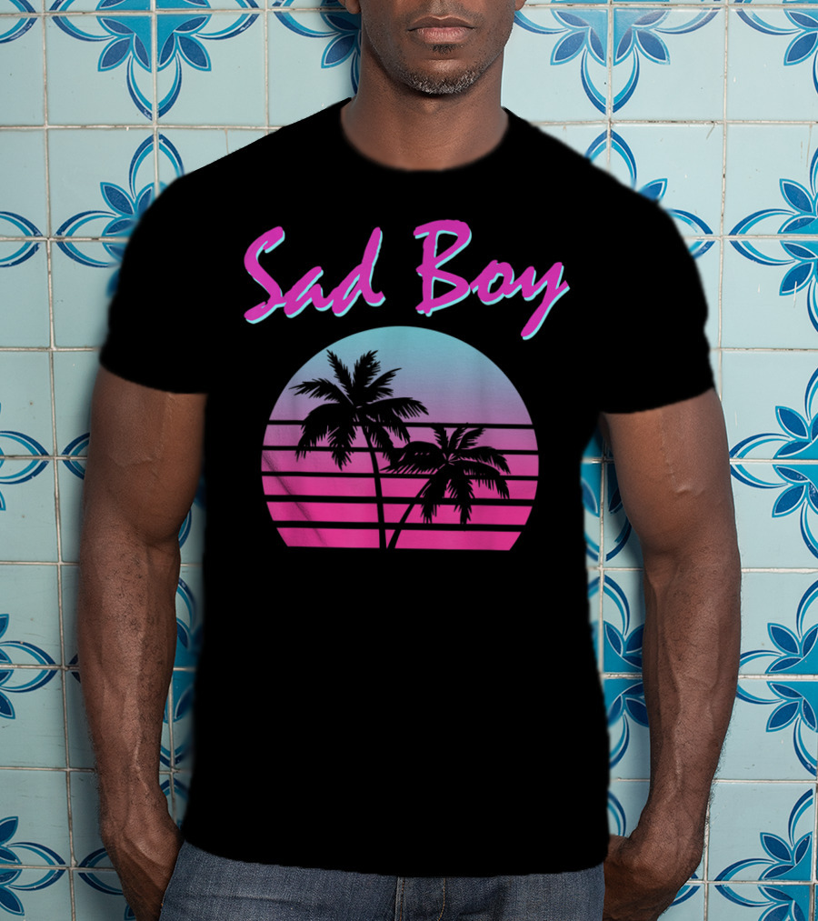 Sad Boy Aesthetic Vaporwave 90s 80s Palm Trees Sunset T-Shirt