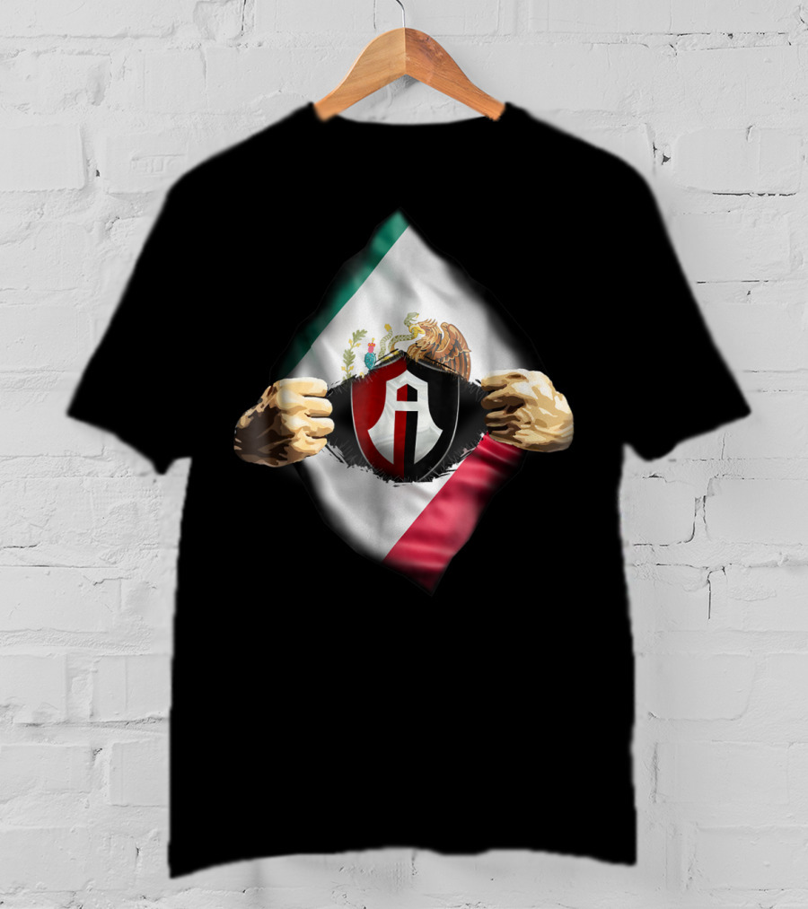Atlas Heartbeat Love Funny Fan Atlas FC Mexican Flag Emblem T-Shirt
