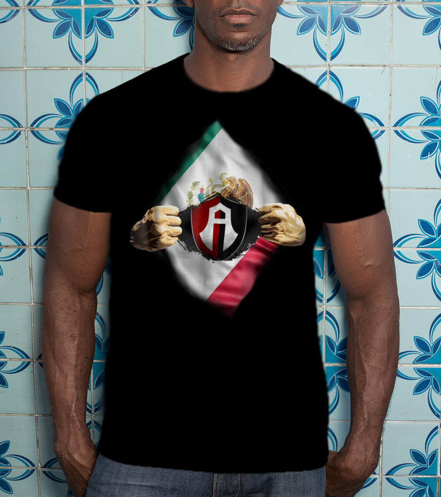 Atlas Heartbeat Love Funny Fan Atlas FC Mexican Flag Emblem T-Shirt
