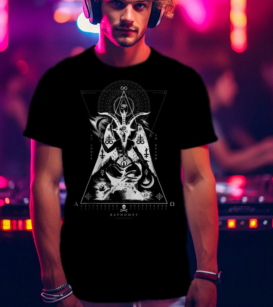 BAPHOMET As Above So Below Occult Sacred Geometry A Ω Erde Omega Infinity T-Shirt