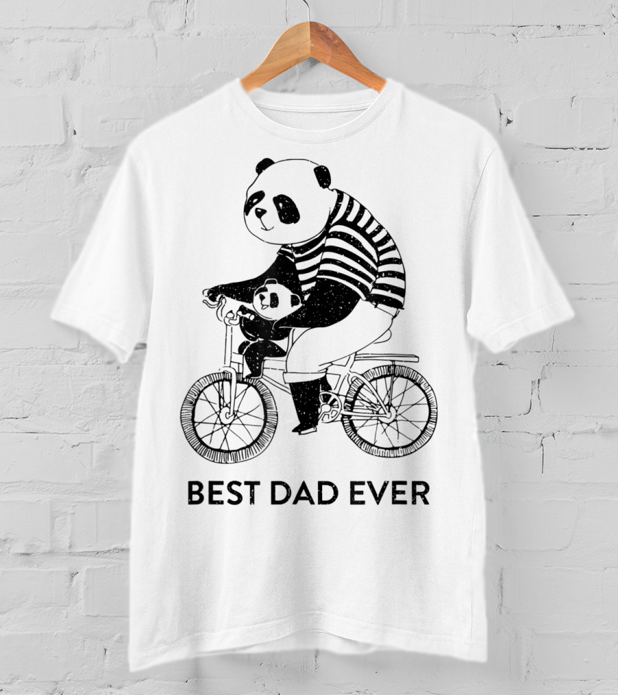 Best Dad Ever Panda Dad And Kid On Bicycle T-Shirt