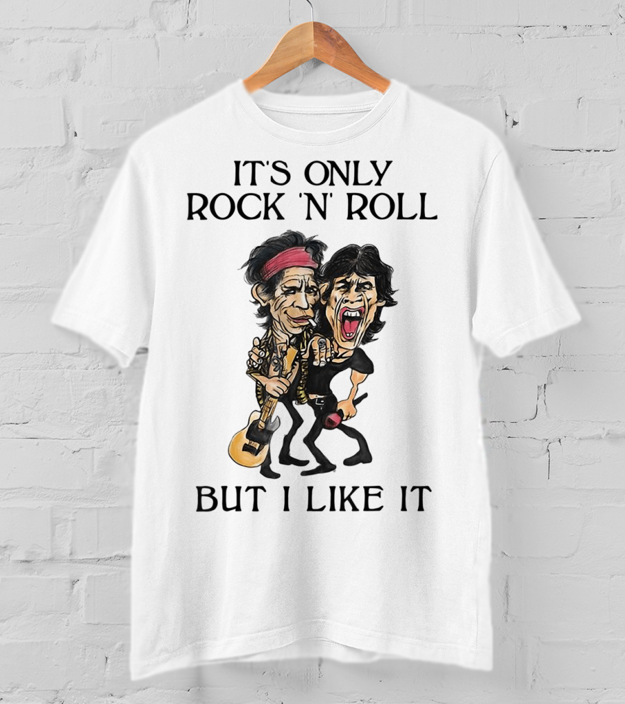 It's Only Rock 'n' Roll But I Like It Cartoon Figures With Guitar And Microphone T-Shirt