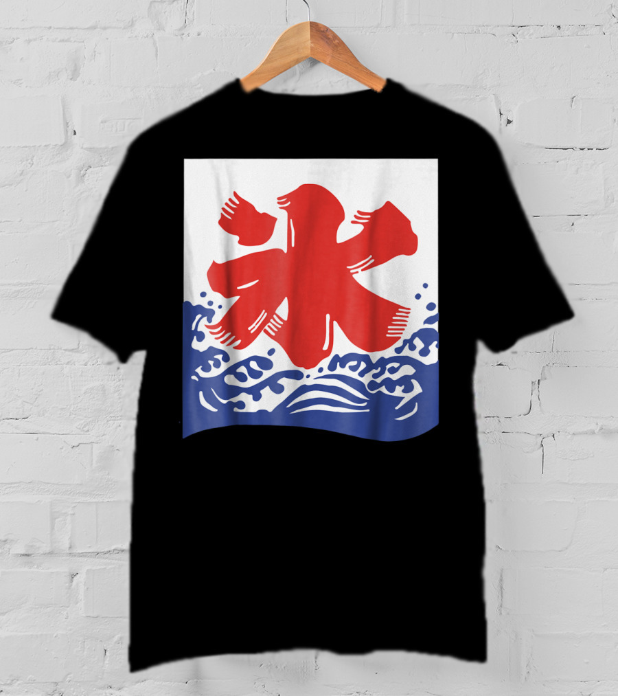 Kakigori Japanese Shaved Ice Kanji Flag With Water Waves T-Shirt