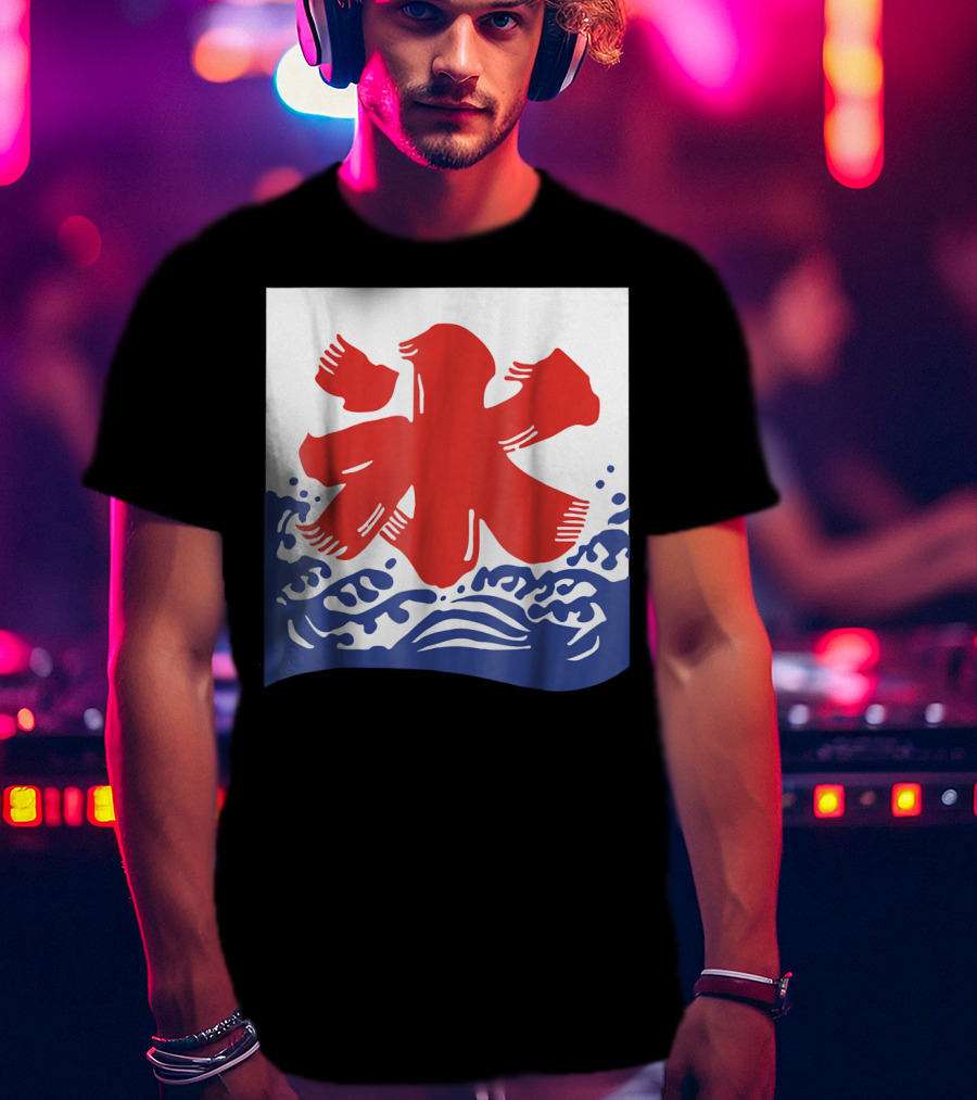 Kakigori Japanese Shaved Ice Kanji Flag With Water Waves T-Shirt