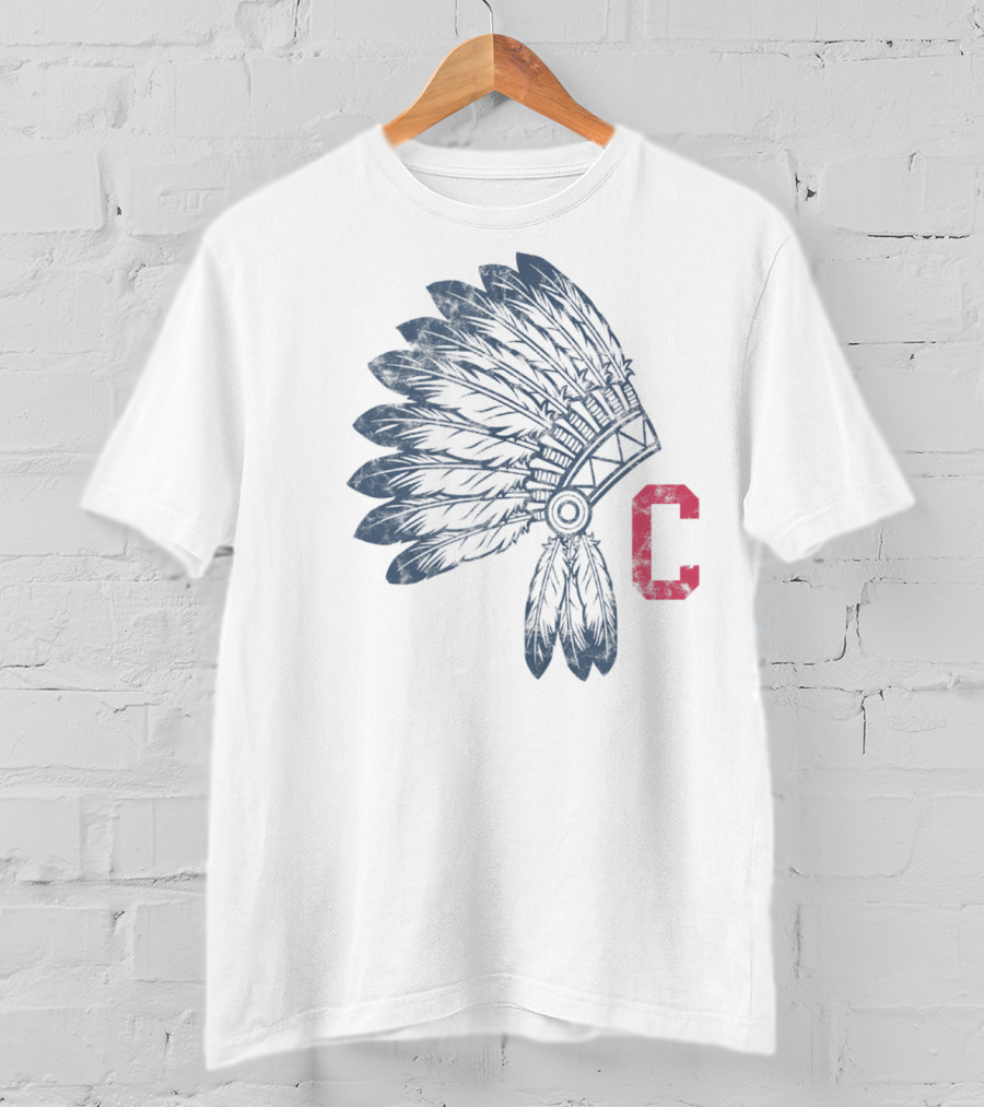 Block C Cleveland Native American Headdress T-Shirt
