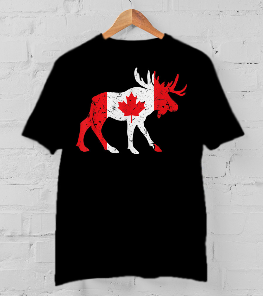 Canada Maple Leaf Moose Canadian Flag Emblem T-Shirt