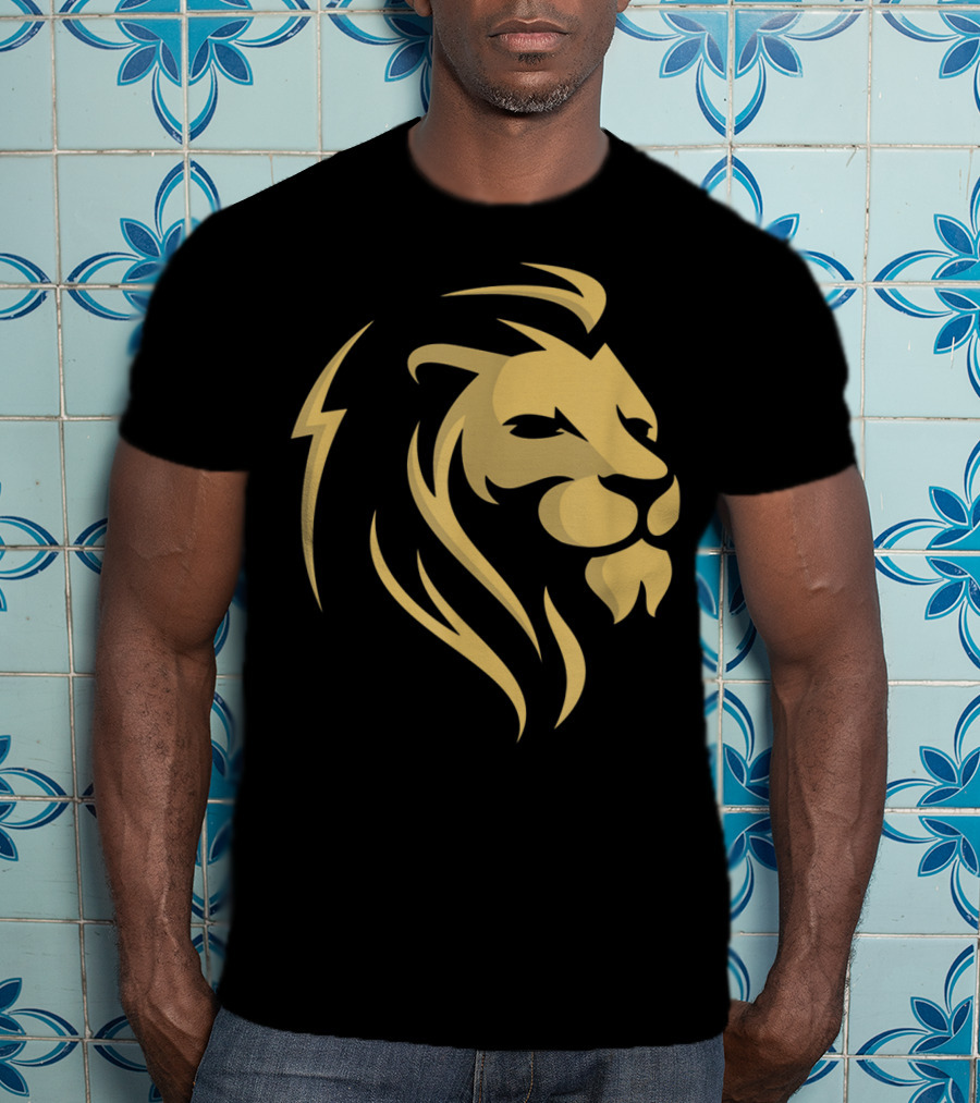 Gold Wilderness Lion Majestic Emblem T-Shirt