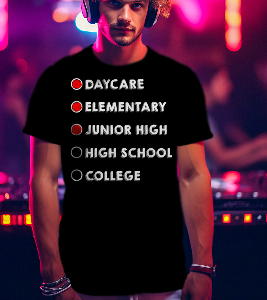 8th Grade Graduation Funny Daycare Elementary Junior High Checklist T-Shirt