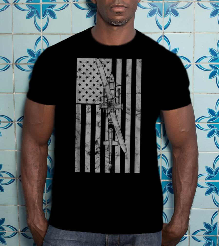 AH 1 Cobra Attack Helicopter American Flag Military Vintage T-Shirt