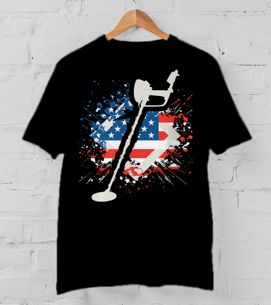 American Pride Patriotic Flag Metal Detector T-Shirt
