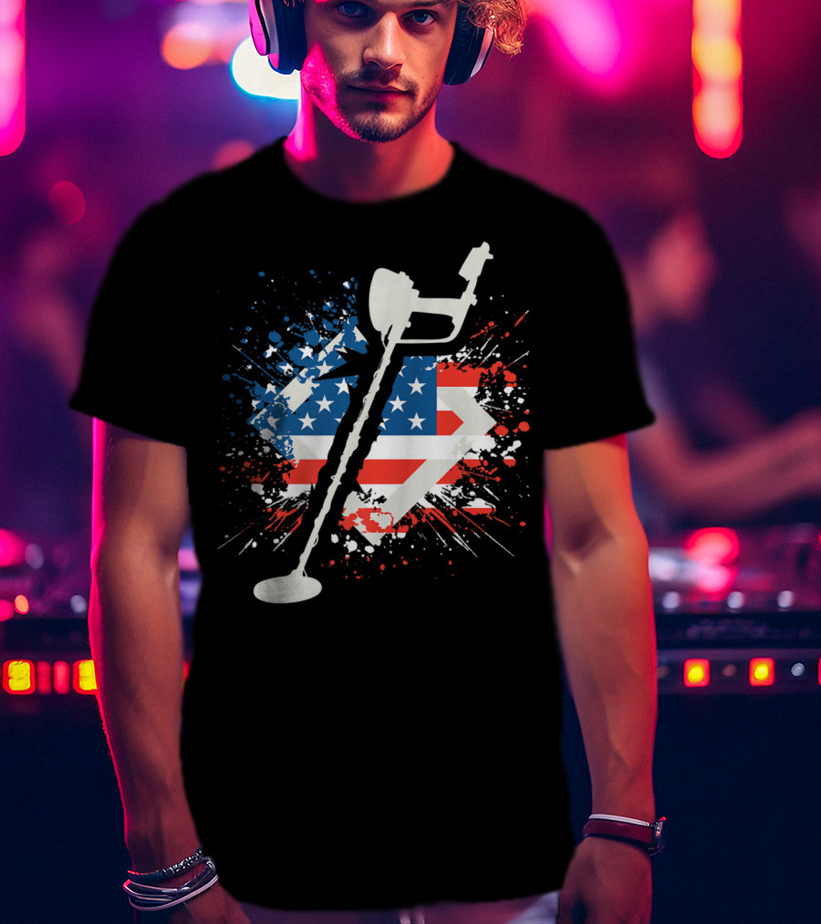 American Pride Patriotic Flag Metal Detector T-Shirt