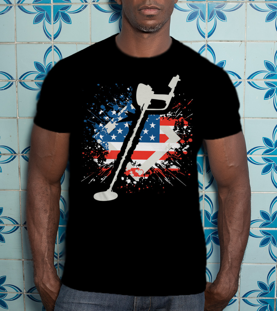 American Pride Patriotic Flag Metal Detector T-Shirt