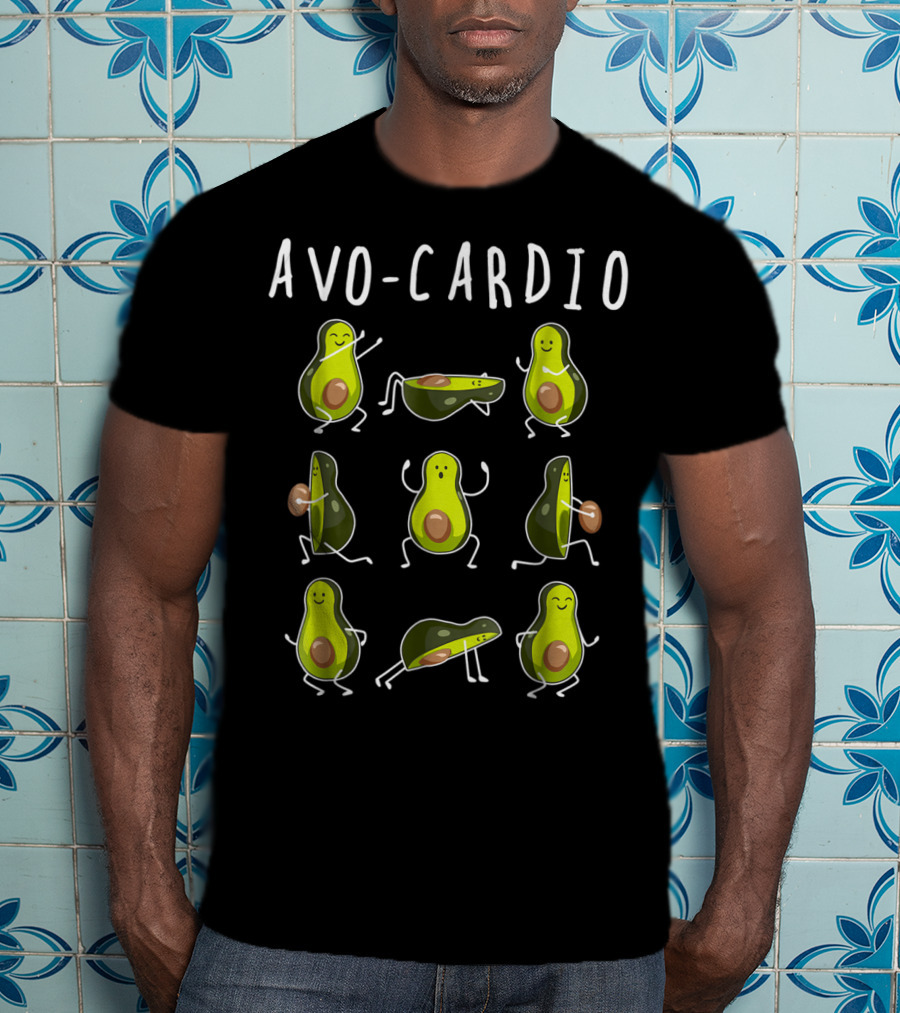 Avo Cardio Avocado Workout Funny Exercise Fruit Pun T-Shirt