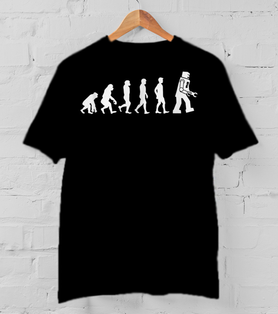 Evolution From Ape To Robot Man Funny T-Shirt