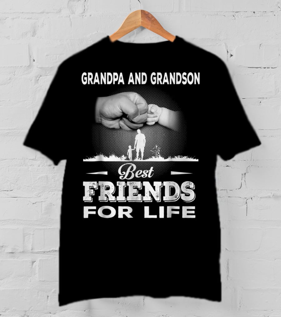 Grandpa And GrandSon Fist Bump Best Friends For Life Generations Together T-Shirt