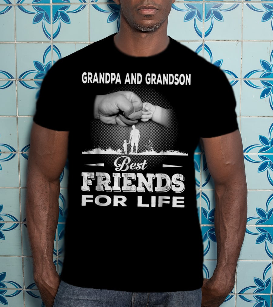 Grandpa And GrandSon Fist Bump Best Friends For Life Generations Together T-Shirt