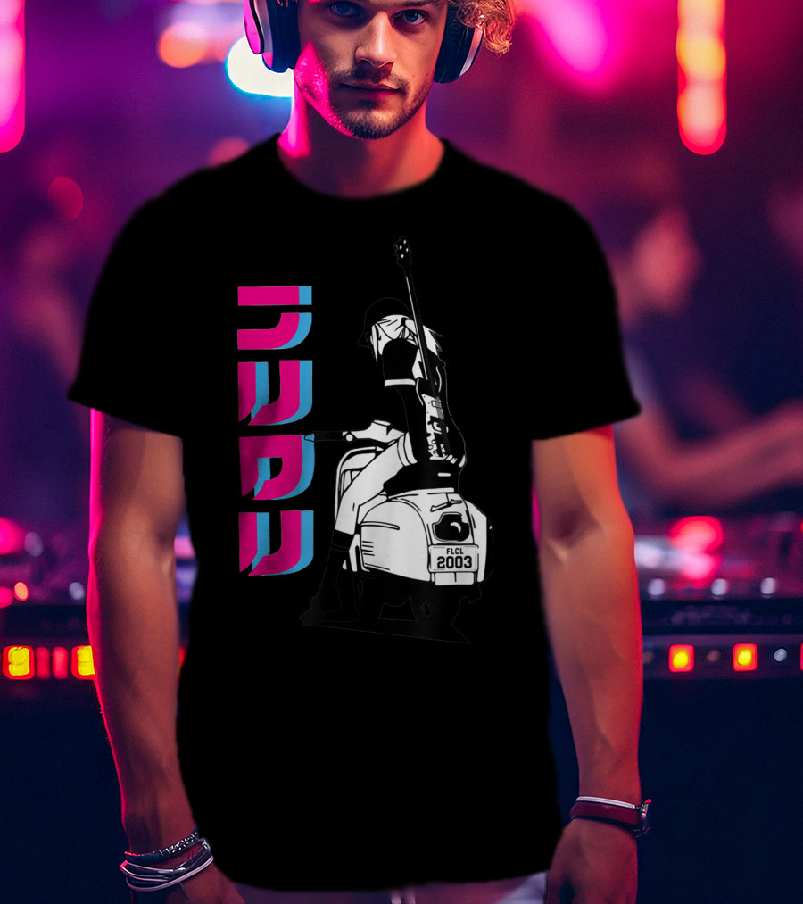 FLCL Fooly Cooly Vespa Rider With Guitar 2003 T-Shirt