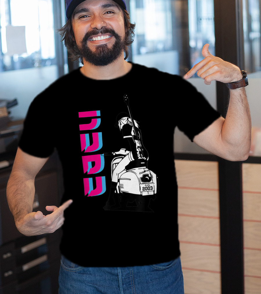 FLCL Fooly Cooly Vespa Rider With Guitar 2003 T-Shirt
