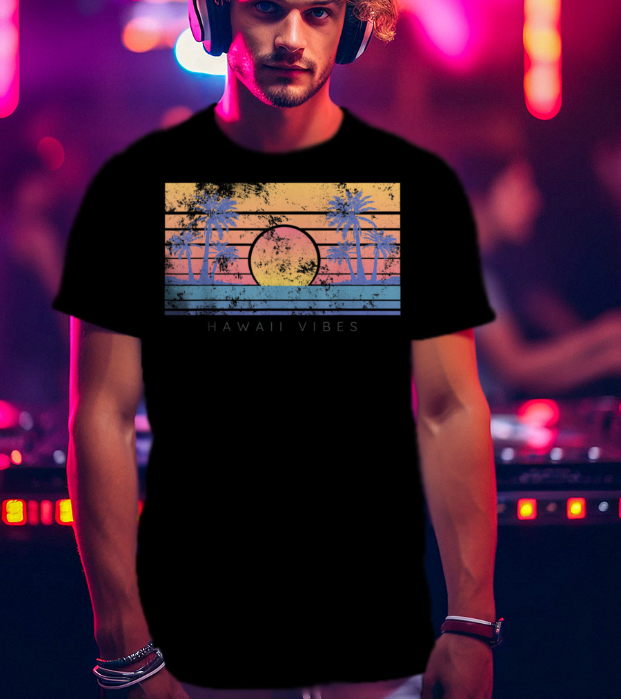 Hawaii Vibes Sunset Palm Trees T-Shirt