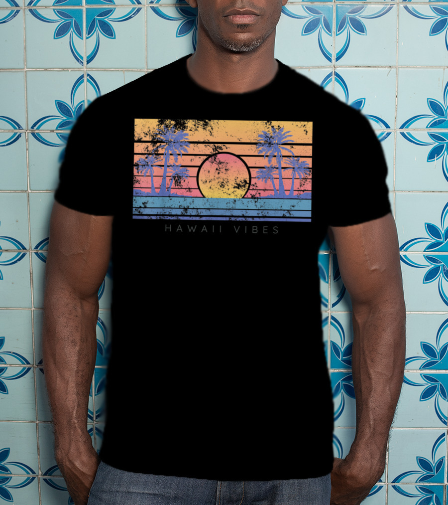 Hawaii Vibes Sunset Palm Trees T-Shirt