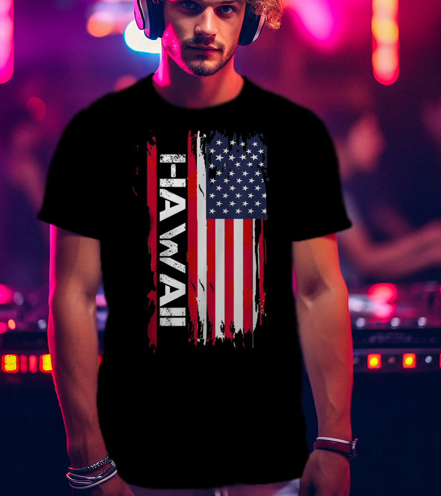 Hawaii USA Flag Vertical Stripes T-Shirt