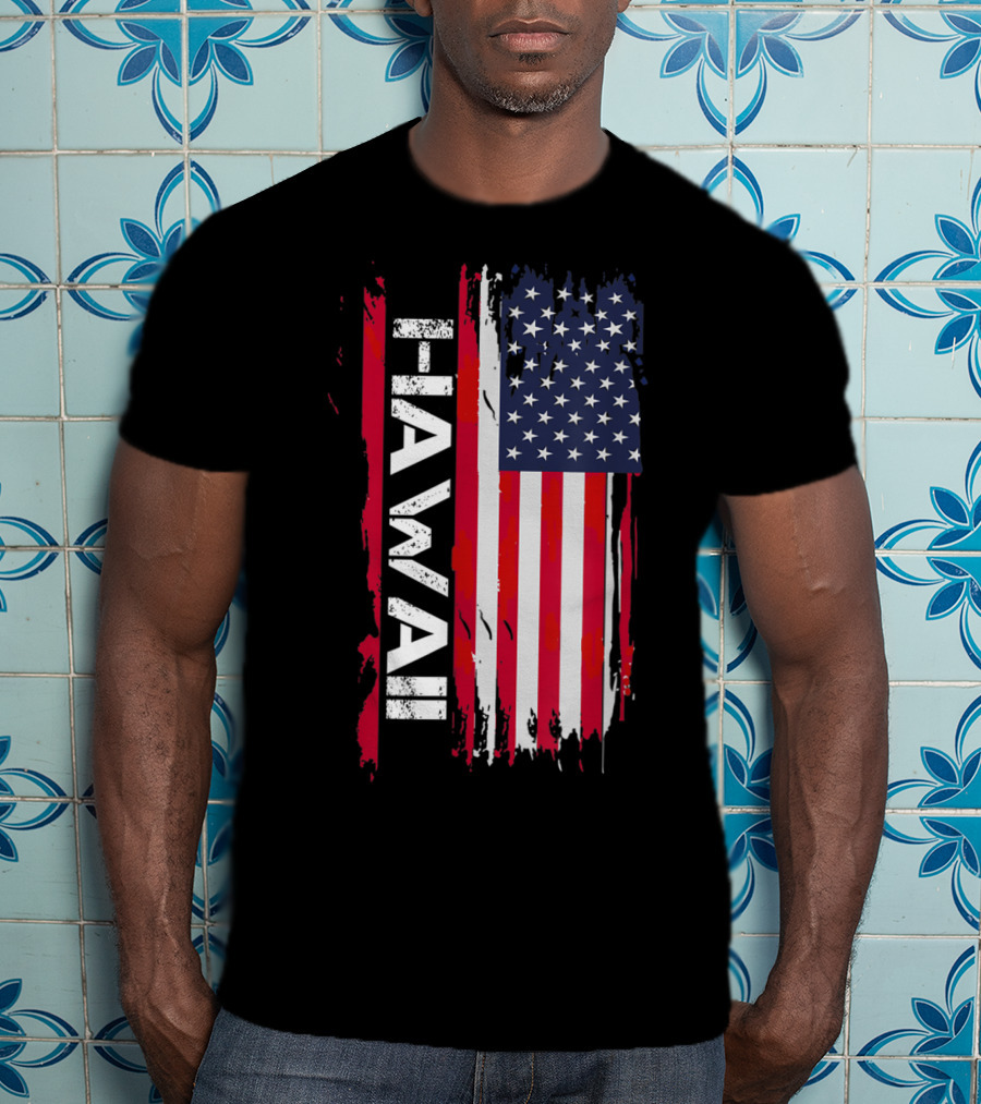 Hawaii USA Flag Vertical Stripes T-Shirt