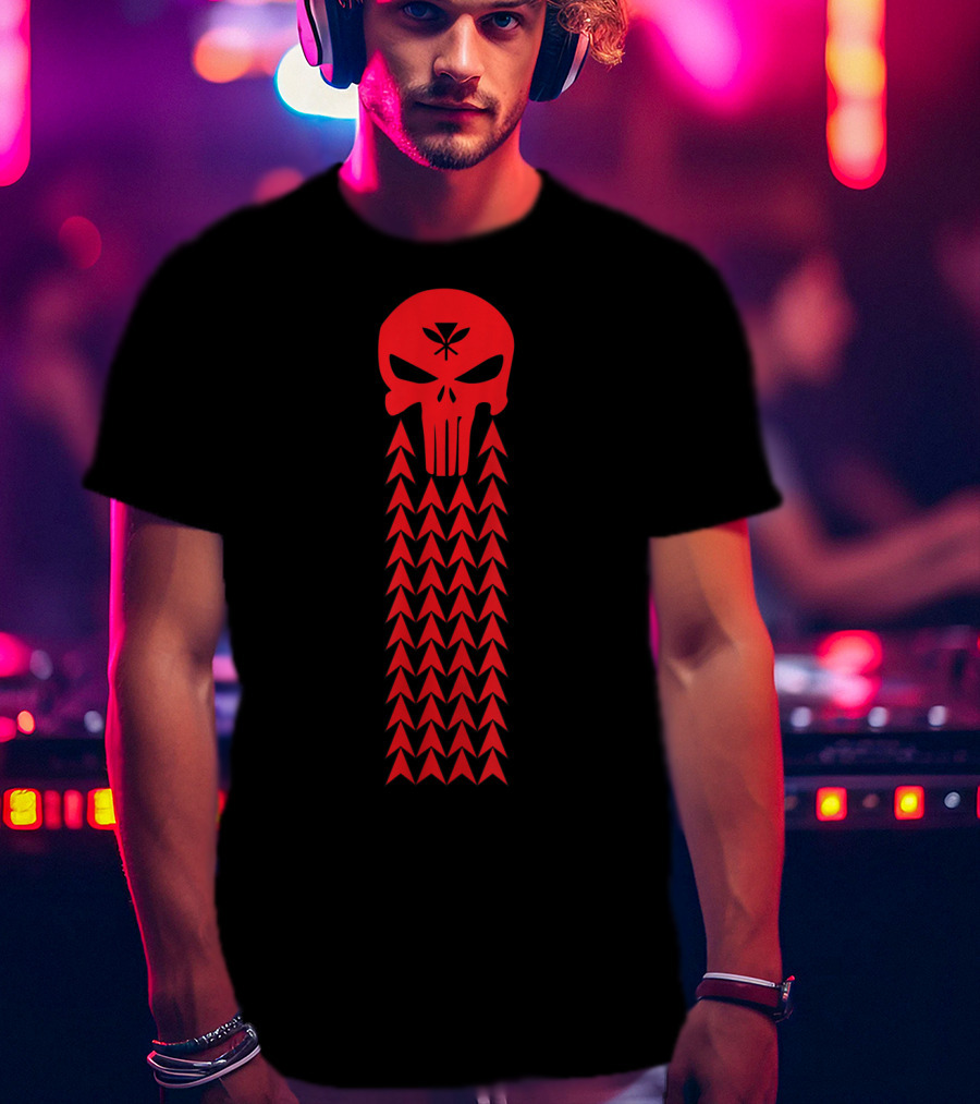 Hawaiian Islands Tribal Hawaii Punisher Skullái T-Shirt